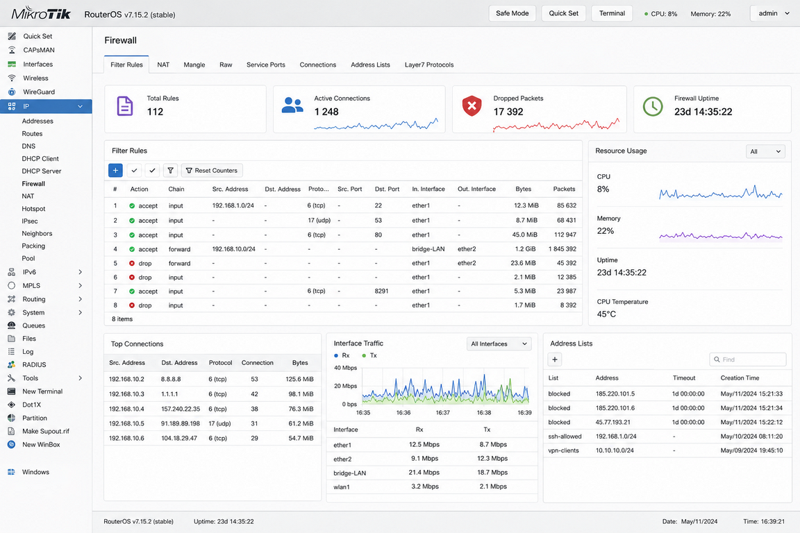 MikroTik — Firewall (Правила)